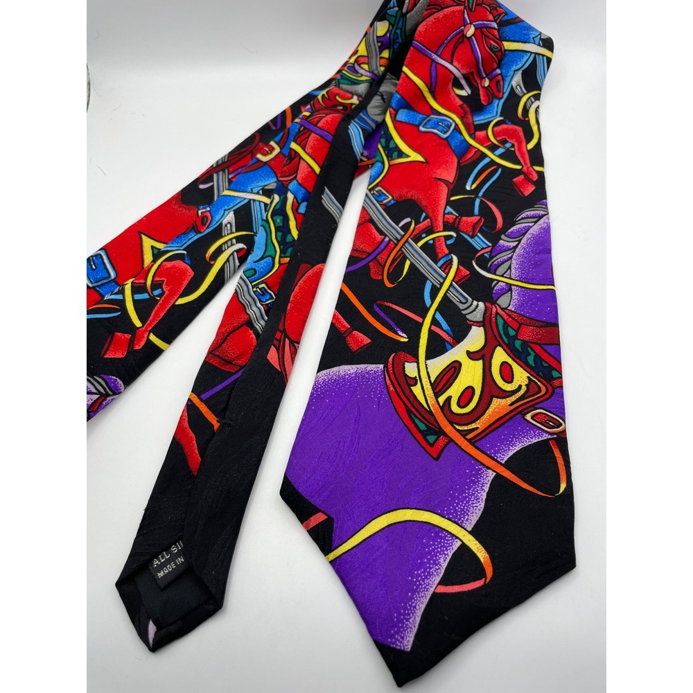 Rush Limbaugh No Boundaries Collection Silk Tie Carousel Horse Equestrian Black